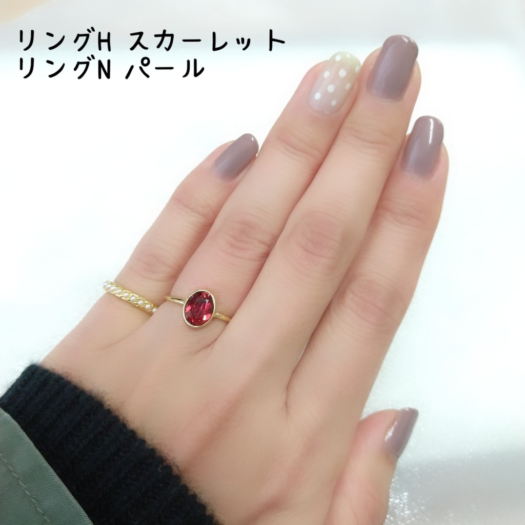 【リングN ハーフエタニティ3 ラウンドミル】ゴールド_5種