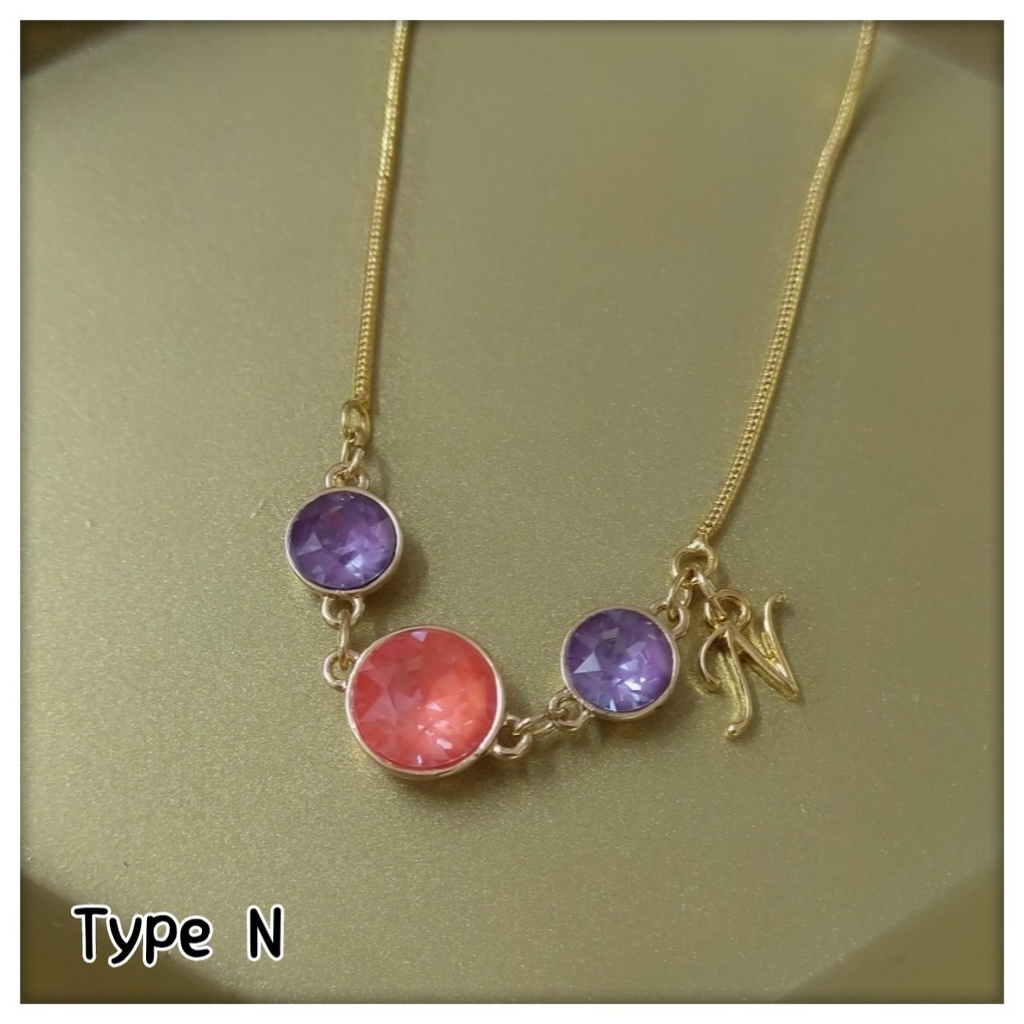 【ブレスレットC】ストーンイニシャルブレス_6種