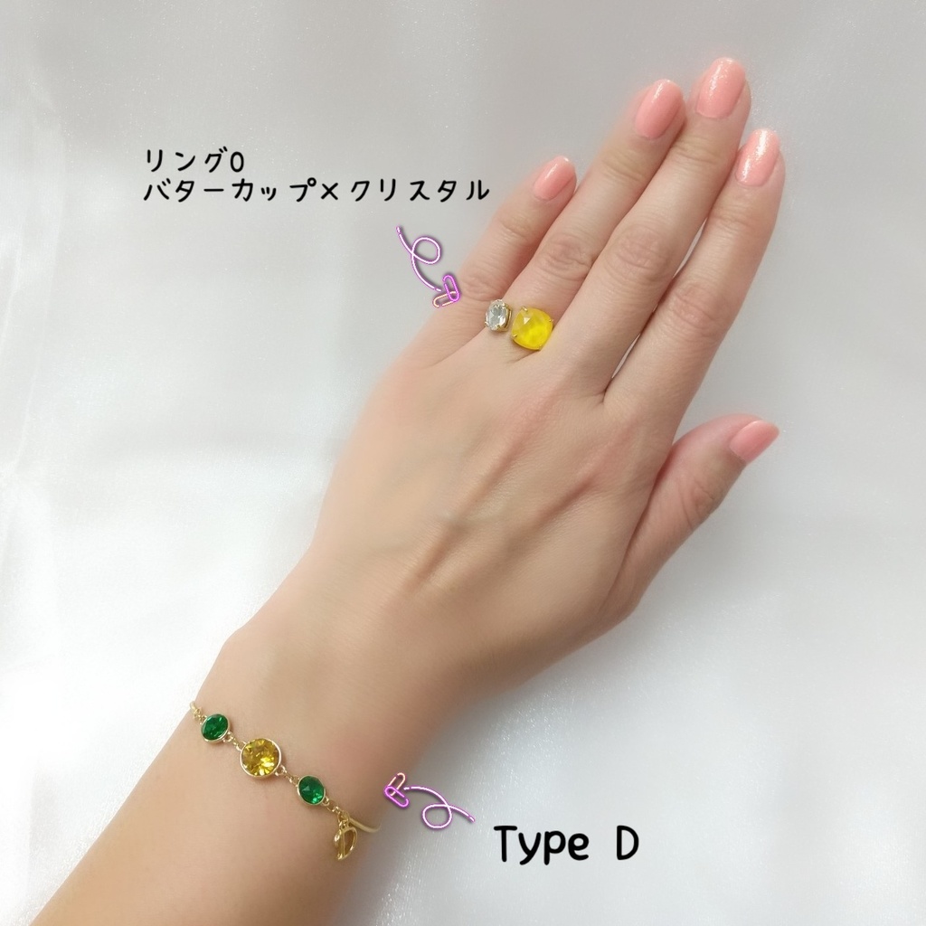 【ブレスレットC】ストーンイニシャルブレス_6種