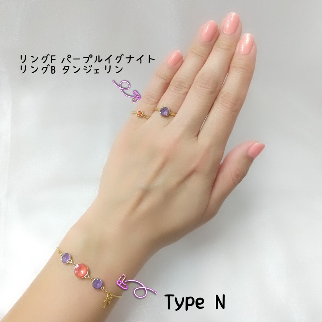 【ブレスレットC】ストーンイニシャルブレス_6種