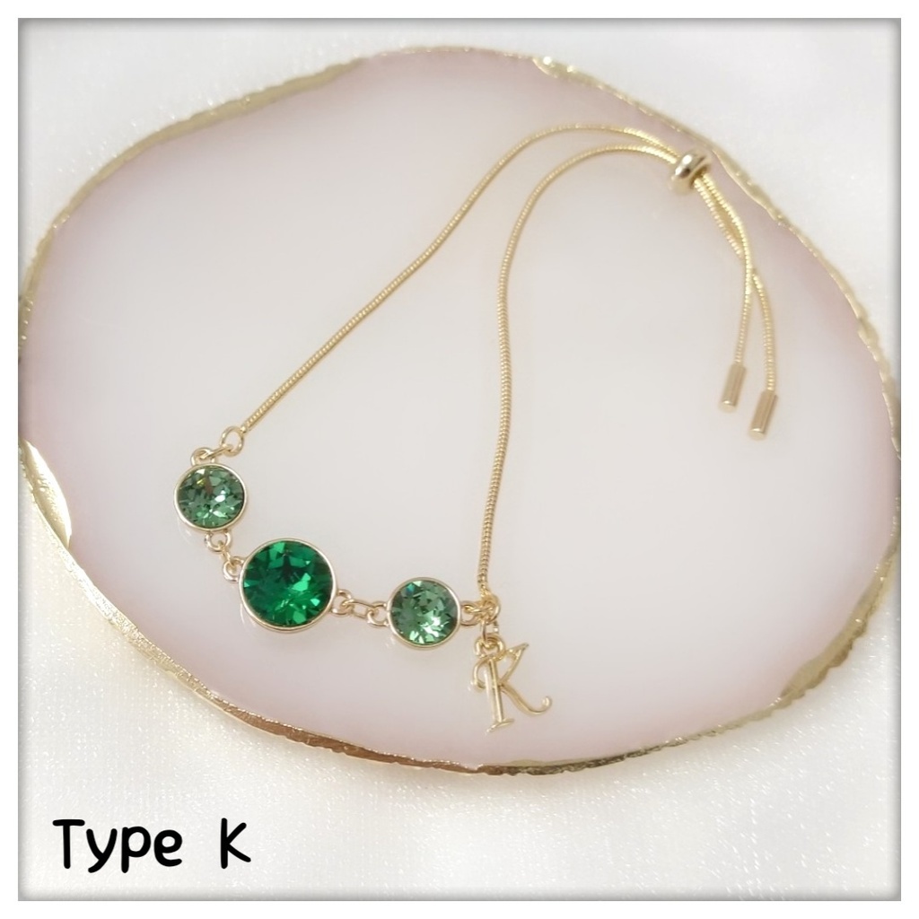 【ブレスレットC】ストーンイニシャルブレス_6種