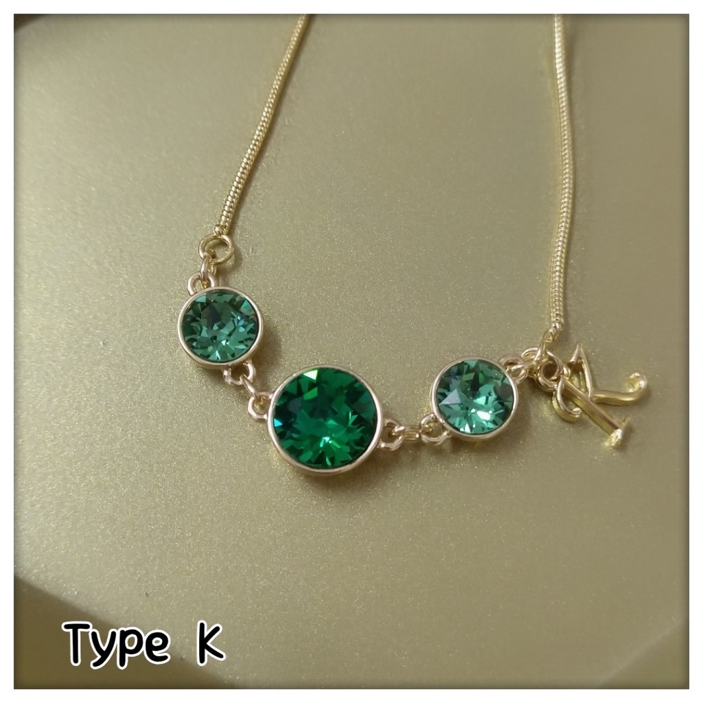 【ブレスレットC】ストーンイニシャルブレス_6種