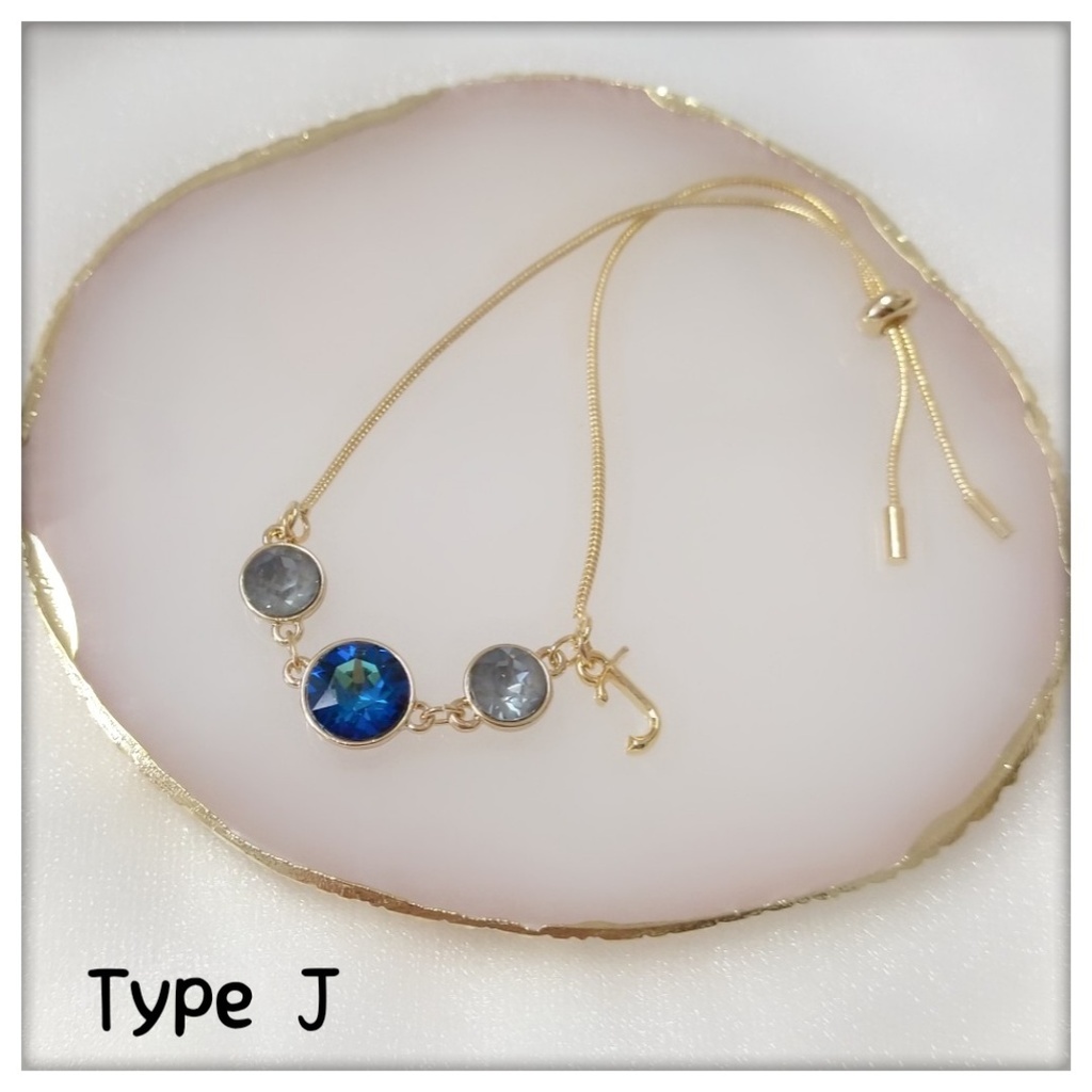 【ブレスレットC】ストーンイニシャルブレス_6種