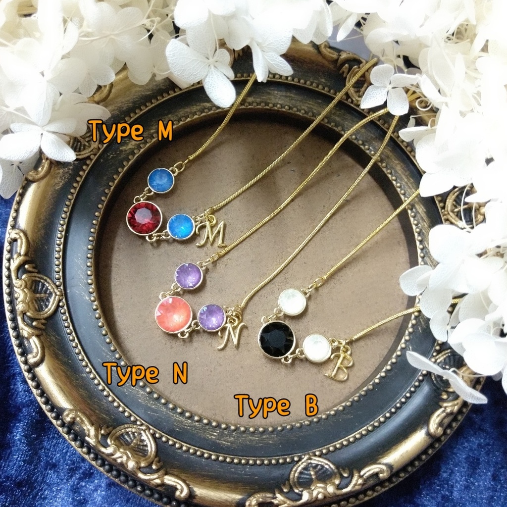 【ブレスレットC】ストーンイニシャルブレス_6種