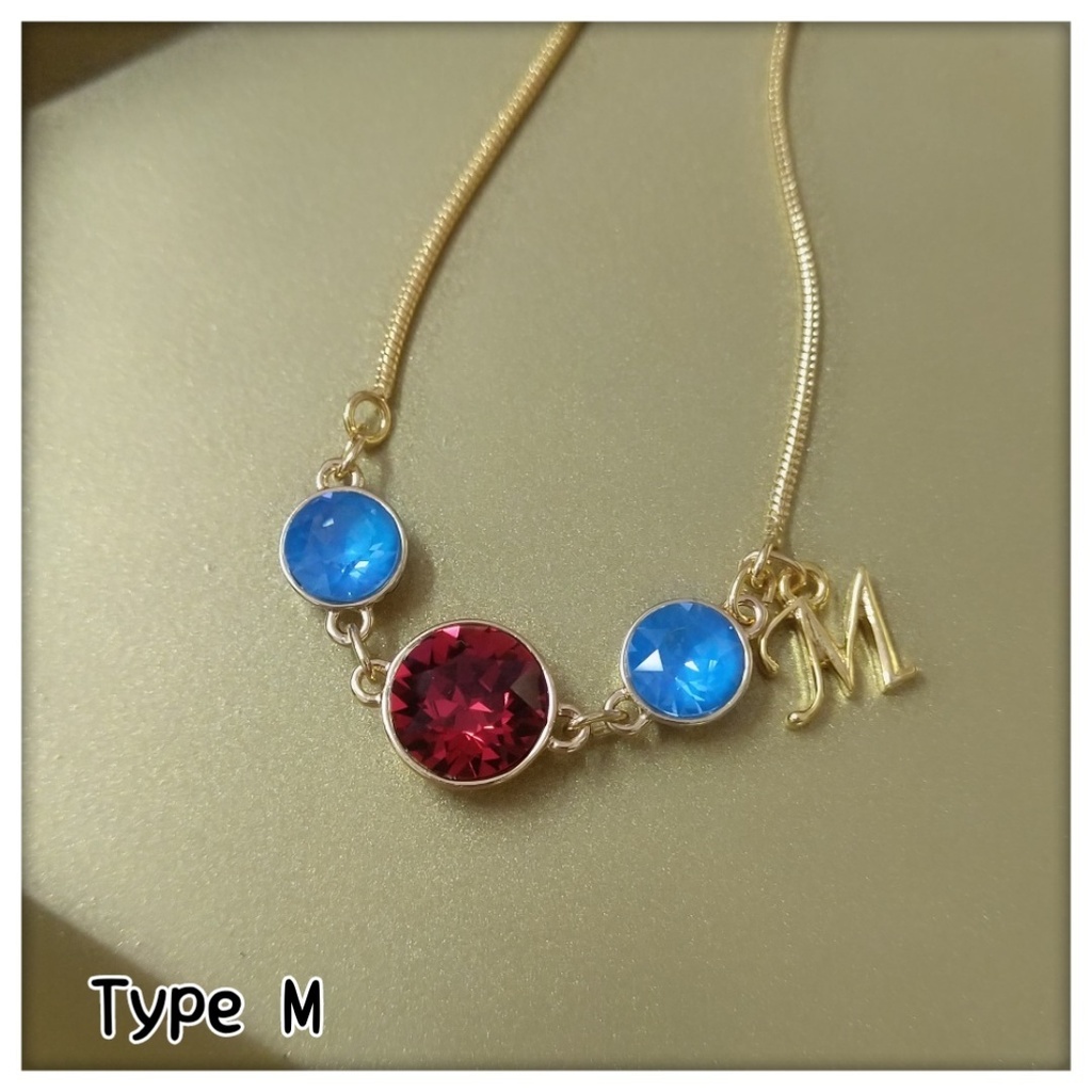 【ブレスレットC】ストーンイニシャルブレス_6種