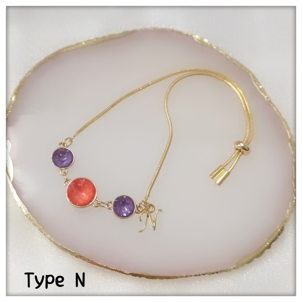 【ブレスレットC】ストーンイニシャルブレス_6種