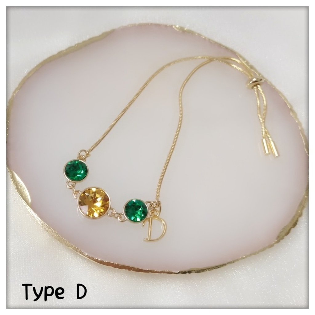 【ブレスレットC】ストーンイニシャルブレス_6種