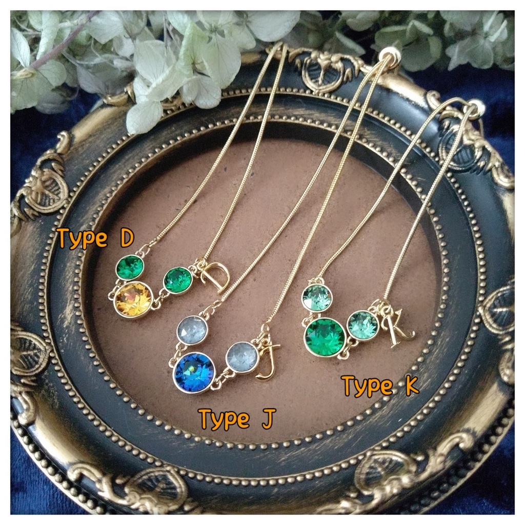 【ブレスレットC】ストーンイニシャルブレス_6種