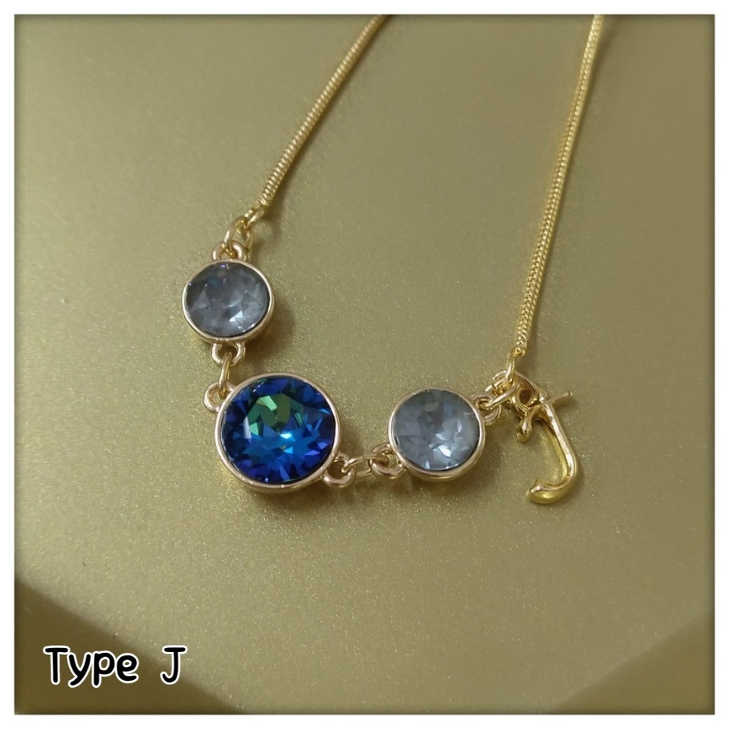 【ブレスレットC】ストーンイニシャルブレス_6種