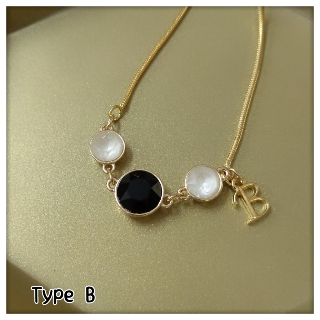 【ブレスレットC】ストーンイニシャルブレス_6種