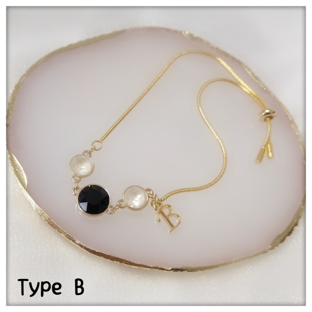 【ブレスレットC】ストーンイニシャルブレス_6種