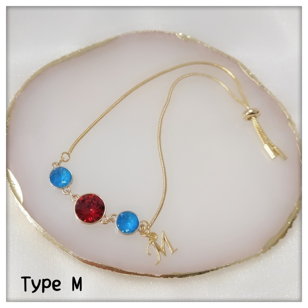 【ブレスレットC】ストーンイニシャルブレス_6種