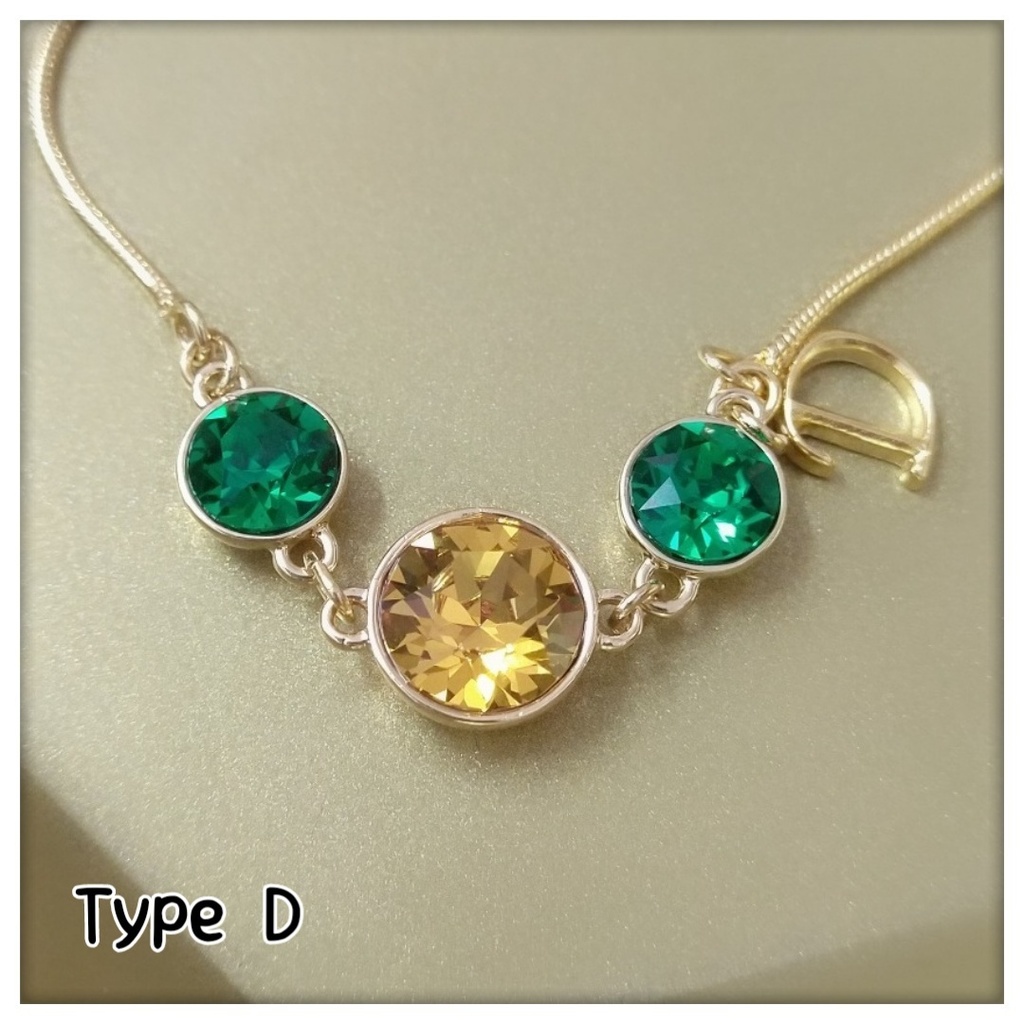 【ブレスレットC】ストーンイニシャルブレス_6種