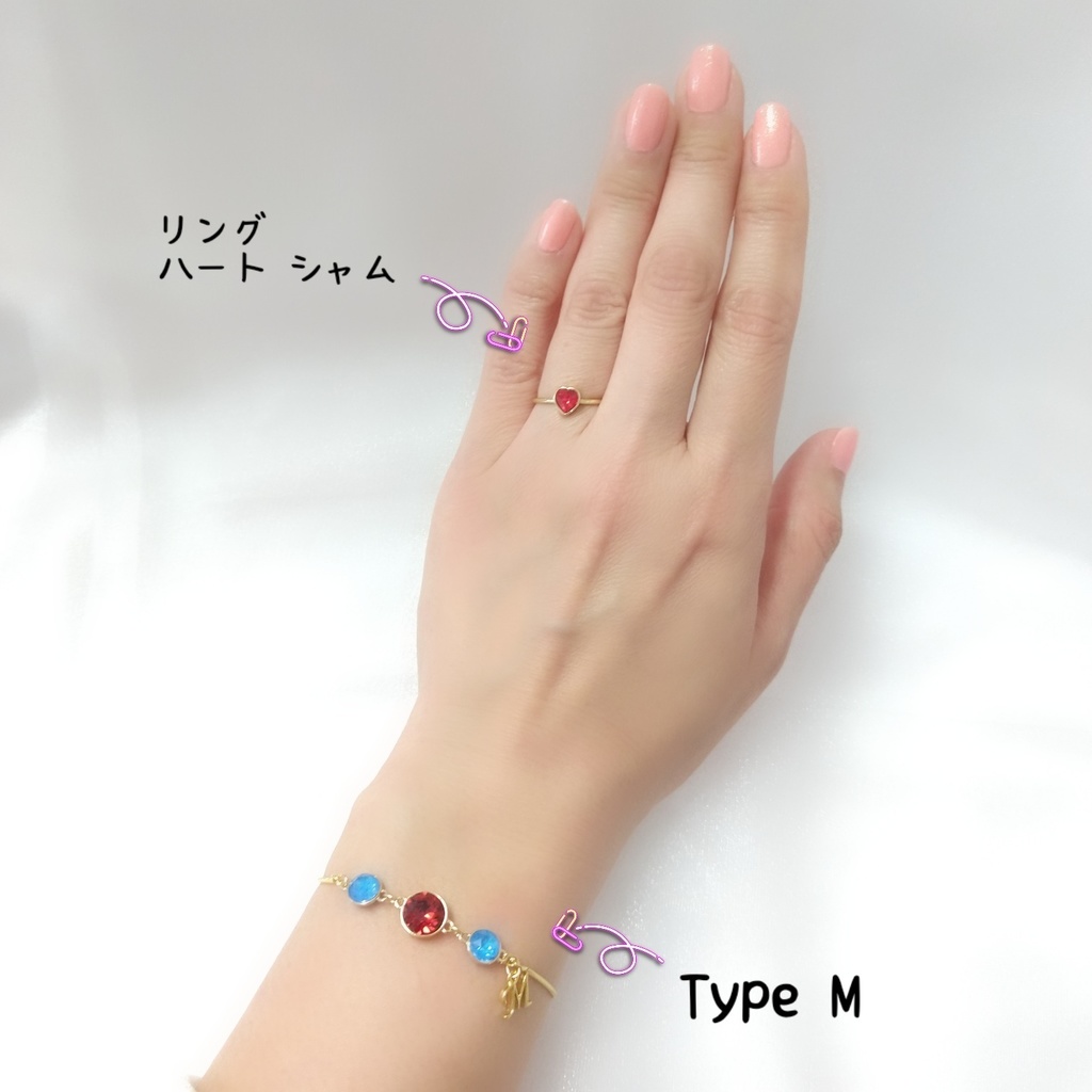 【ブレスレットC】ストーンイニシャルブレス_6種