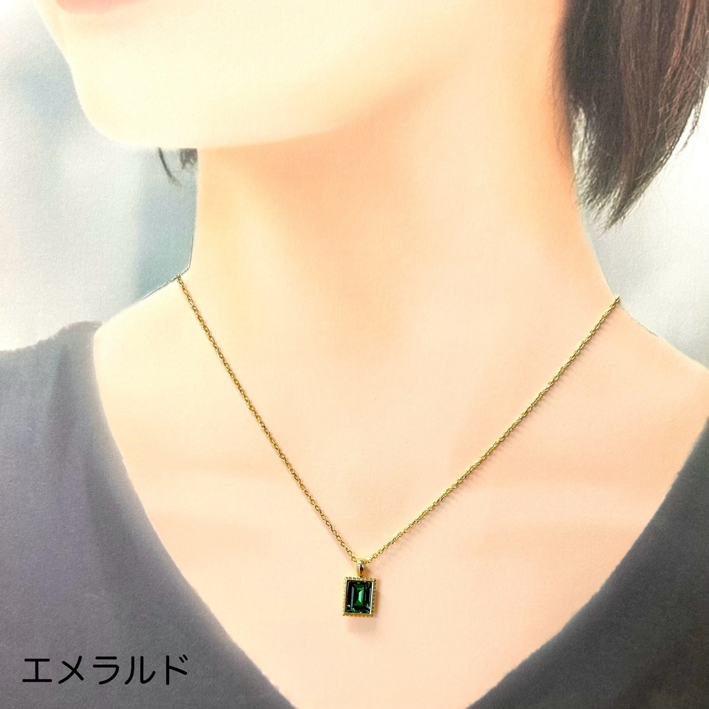 【ネックレスD】バチカン付 レクタングルネックレス ゴールド