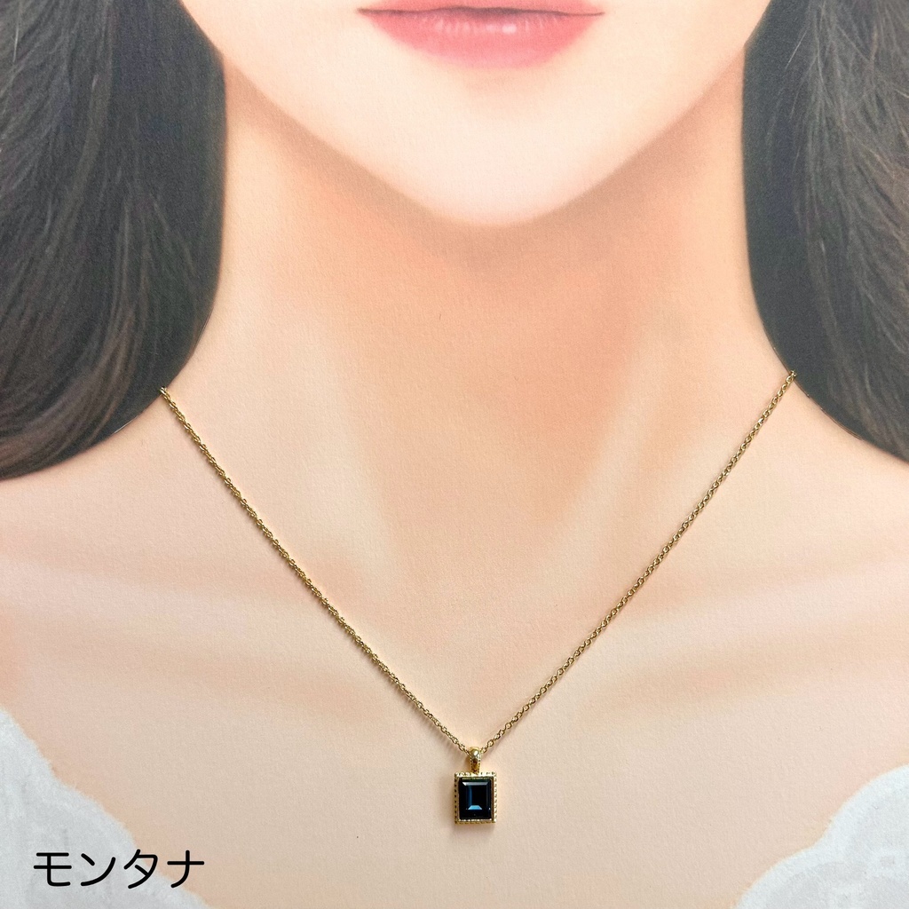 【ネックレスD】バチカン付 レクタングルネックレス ゴールド